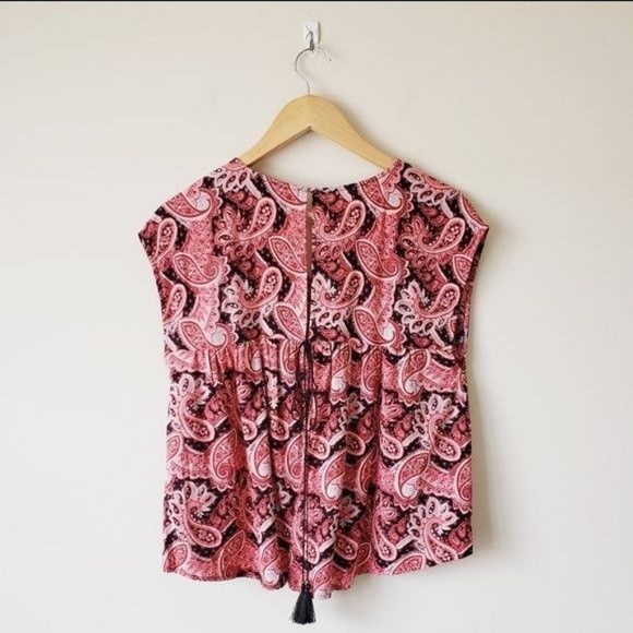 Express Paisley Print Open Back Blouse L - Picture 2 of 2